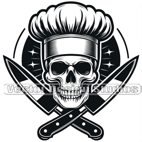 Skull Chefs Hat Svg Png File Graphic Cooking Clipart Vector Chef