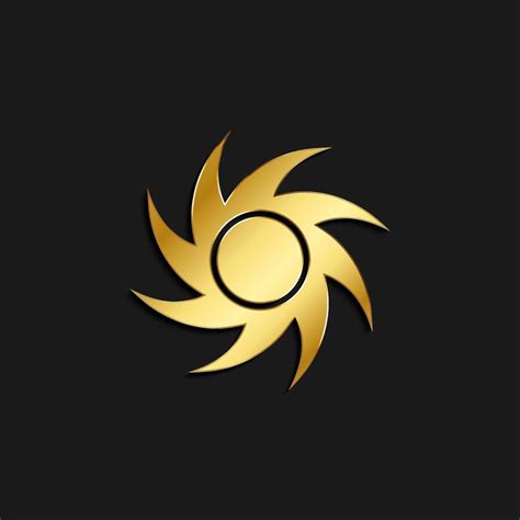 sun gold icon. Vector illustration of golden style. Summer time on dark ...