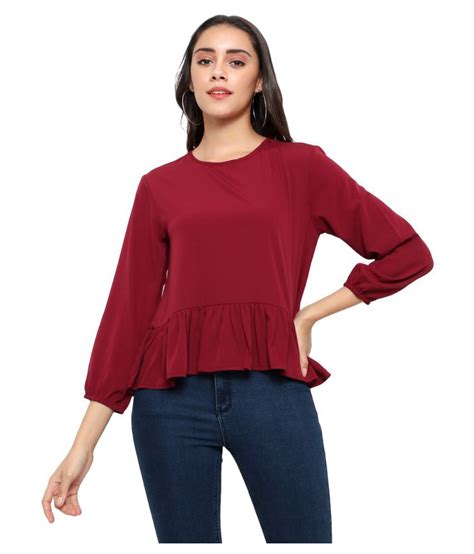 Arya Deep Poly Crepe Crop Tops Maroon Buy Arya Deep Poly Crepe Crop