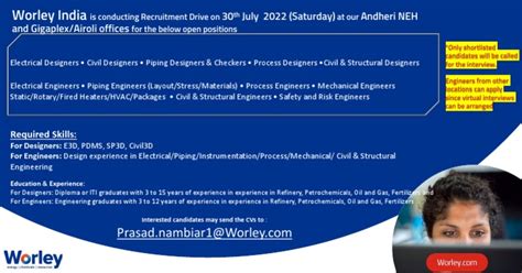 Worley India Recruitment Drive On 30th July 2022 Pdf