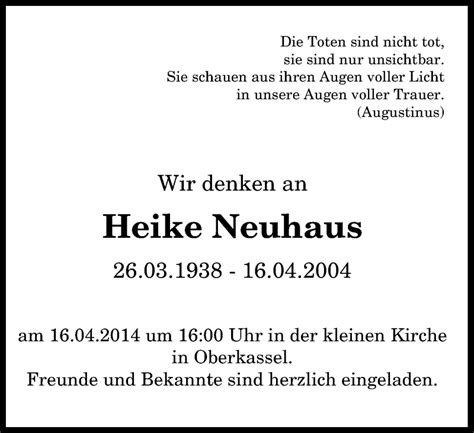 Traueranzeigen Von Heike Neuhaus GA Trauer De