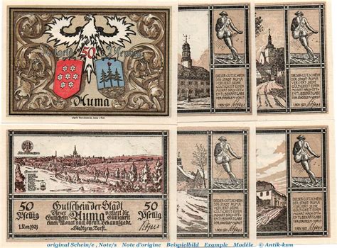 Scheine Kpl X Notgeld Der Stadt Auma Set Mit Scheinen