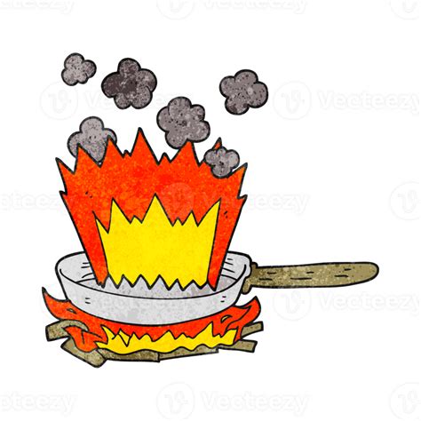 Mano Texturizado Dibujos Animados Fritura Pan En Fuego Png