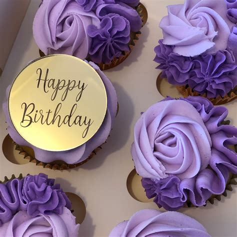 Purple Happy Birthday Cupcakes