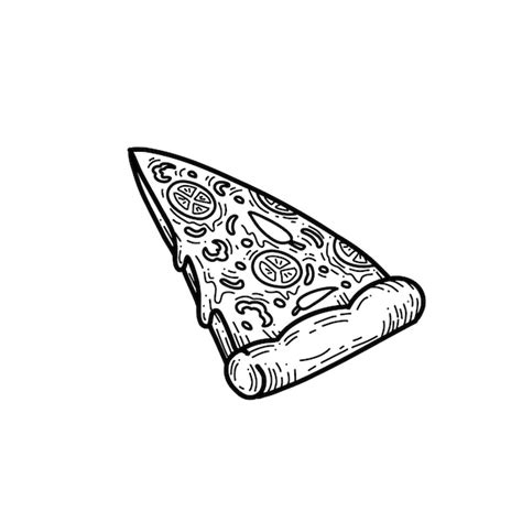 Premium Vector Melting Slice Of Cheese Pizza Doodle Food Illustration