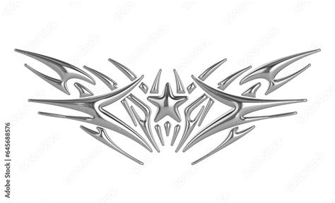 ภาพประกอบสต็อก Succubus Womb Tattoo Demon Star Sigil 3d Chrome Metal In Tribal Style Tattoos