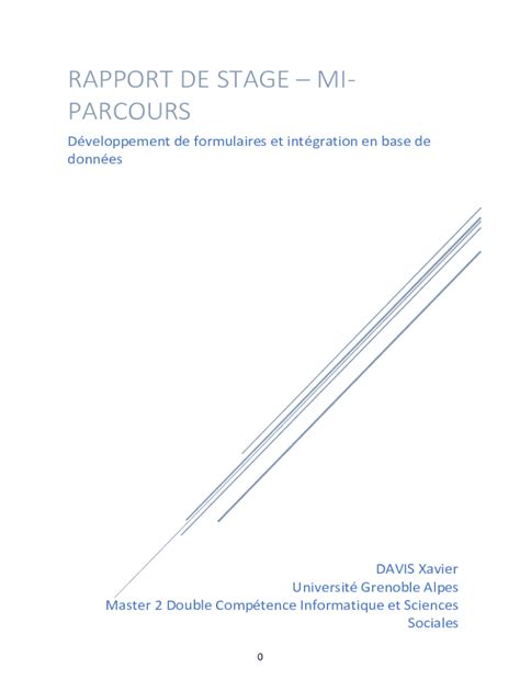 Remplissable En Ligne RAPPORT DE STAGEMI PARCOURS Dveloppement De