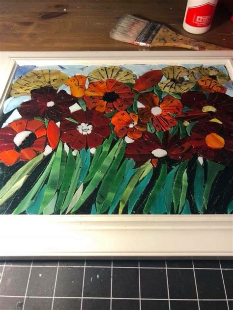 Mosaic Poppy Window Poppy Mosaic Stained Glass Window Flower Art