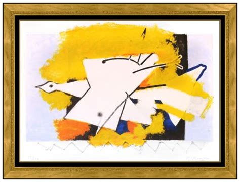 Georges Braque L Oiseau Jaune Color Lithograph Signed Framed Yellow