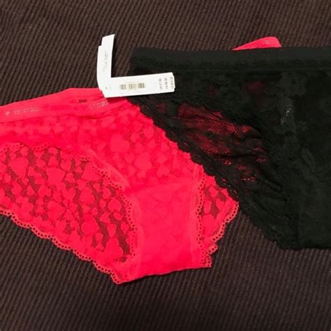 Victoria S Secret Intimates Sleepwear New Lace Small Cheekini Bikini Panties Red Black