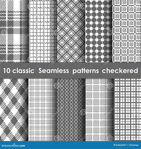 Set Of 10 Classic Seamless Checkered Patterns Stock Vector