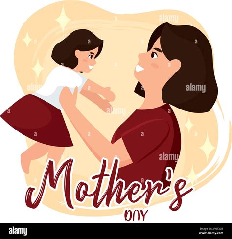 Cute Mother Hugging Her Daughter Happy Mother Day Vector Stock Vector