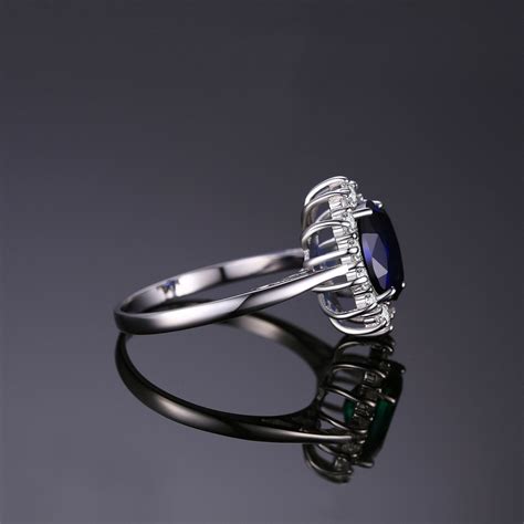 Bague De Fian Ailles En Saphir Bleu Carats Pour Femmes Argent