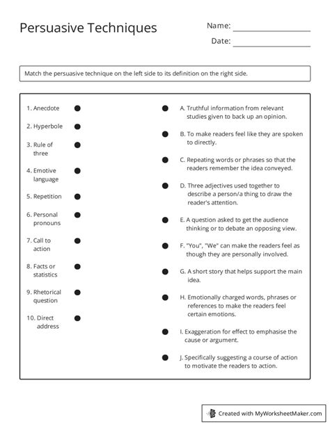 Persuasive Techniques My Worksheet Maker Create Your Own Worksheets Worksheets Library