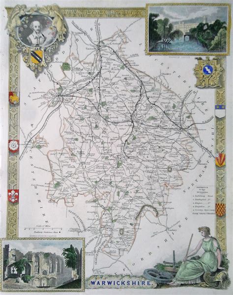 Old Maps Of Warwickshire By Thomas Moule Genuine Antique