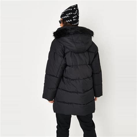 Missguided Faux Fur Hood Longline Puffer Coat Ireland