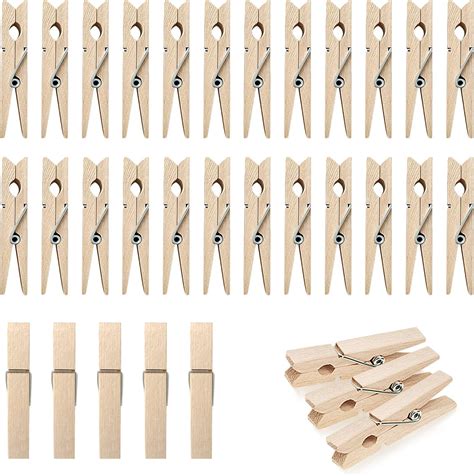 Lot de 60 mini épingles à linge en bois naturel de 3 8 cm pour photos