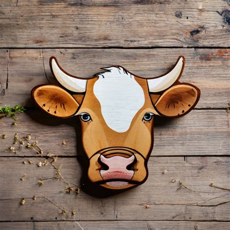 Wood Cow Head Cutout Woody Geek