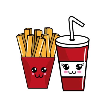 Premium Vector Kawaii Fast Food Icon Adorable Expression