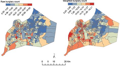 Choropleth Maps Illustrating The Distribution Of Residential Burglary