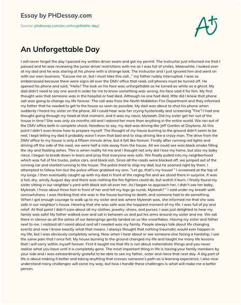 An Unforgettable Day Essay Example