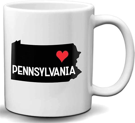 Pennsylvania State Flag Map Novelty White 11 Ounce Coffee