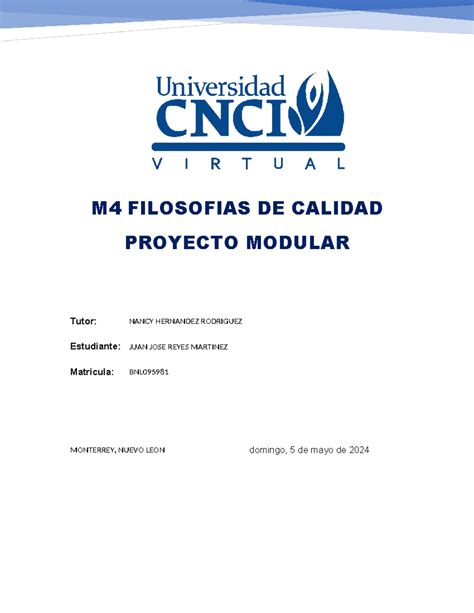 Filosofias DE Calidad Proyecto Modular M4 FILOSOFIAS DE CALIDAD