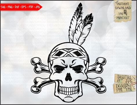 Skull Svg Cut File Native American Svg Warrior Svg Indian Etsy