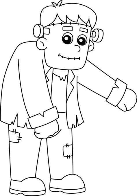 Frankenstein Halloween Coloring Page Isolated Vector Art At The Best