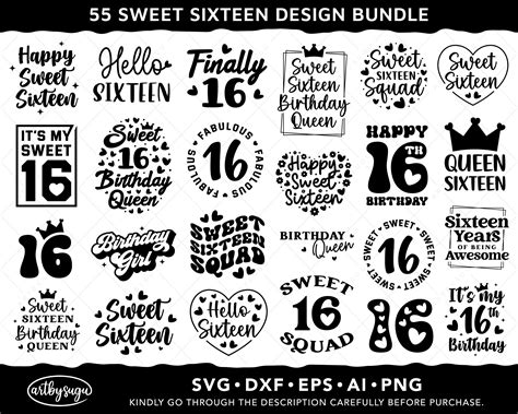 Sweet 16 Svg Bundle Commercial Use Sweet 16 Svg Quote Sweet 16 Squad