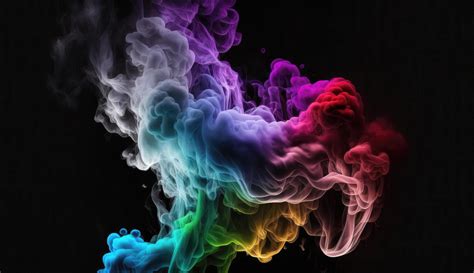 Abstract colorful of smoke background, neon light through smoke or fog ...