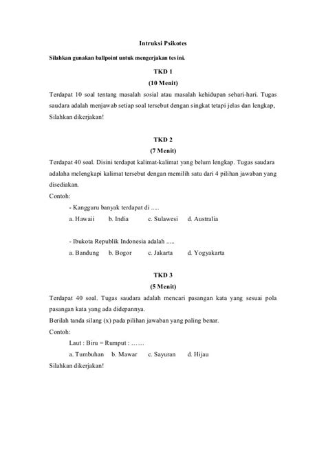 20 Contoh Soal Psikotes Koran Tes Kreplin
