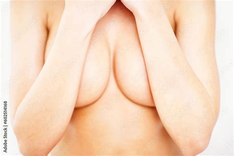 Cover Closeup And Breast Of Woman In Studio For Sensual Cleavage And Temptation Nude Topless