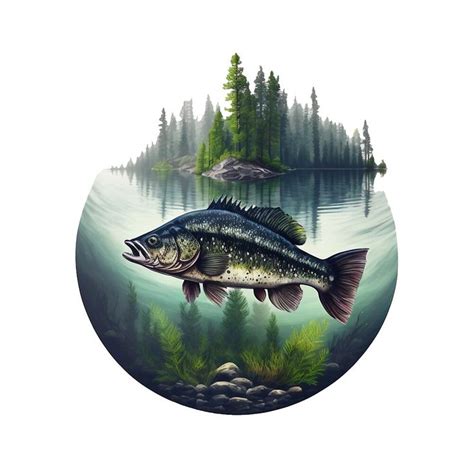 Bass Fishing On The Lake By Pixeldizajn Redbubble In Fish