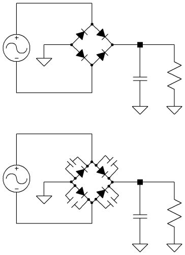 Adding Capacitors In Parallel On A Bridge Rectifier