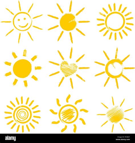 Set Of Orange Sun Icons Stock Vector Image And Art Alamy