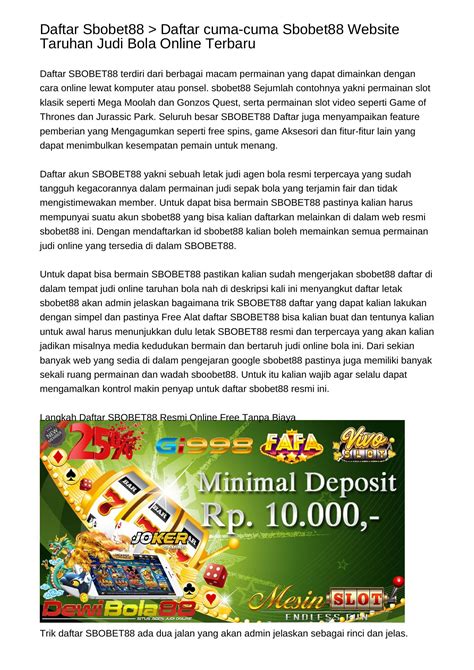 Daftar Sbobet Daftar Gratis Sbobet Lokasi Taruhan Judi Bola Online