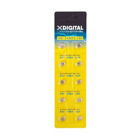Срібно-цинкова батарейка X-Digital AG1, (V364), 1.5 V, кнопкового типу ...