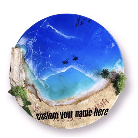 Jual Kado Pernikahan Resin Art Painting Beach Pantai Nama Pasir Cm