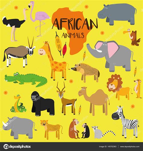 Vector Illustration Set Of African Animals Stock Vector Image By