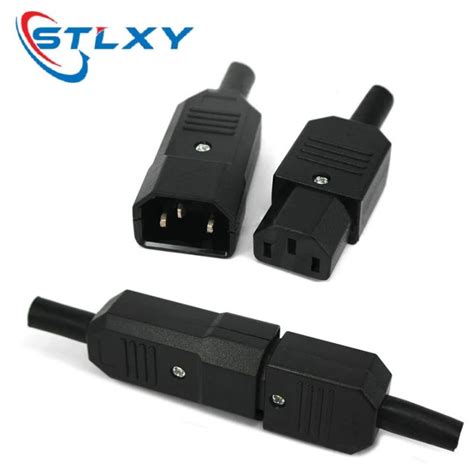 Straight Cable Plug Connector C13 C14 10a 250v Black Female Ampmale Plug Rewirable Power