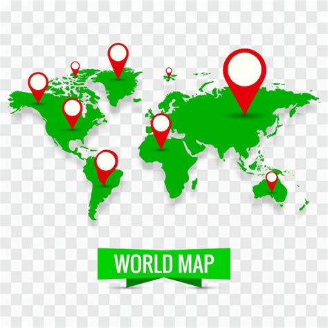 Free Vector Modern World Map With Pins