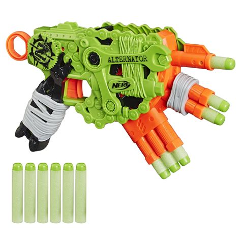 Nerf Zombie Strike Alternator Blaster, 6 Dart Capacity, 12 Official ...