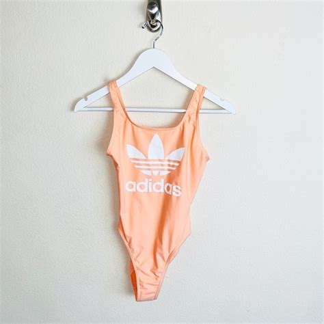 Asos Swim Nwt Adidas Trf Peach Trefoil Logo Scoop Neck One Piece