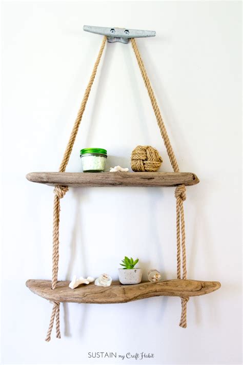 Diy Hanging Rope Shelf This Rustic Nautical Decor Idea Is Perfect For