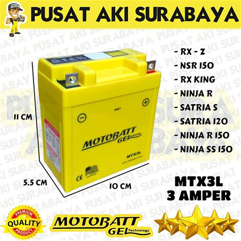 Jual Aki Motobatt Mtx L Accu Gel Berkualitas Untuk Motor Rx King Ninja