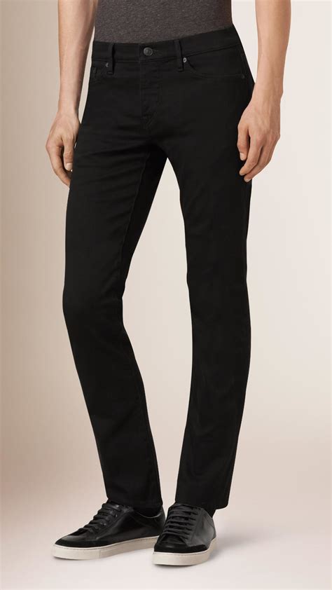 Burberry Straight Fit Stretch Denim Jeans In Black For Men Lyst