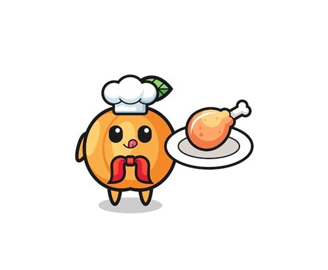 Premium Vector Apricot Fried Chicken Chef Cartoon Character Cute Design