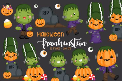 Frankenstein Halloween Clipart Graphic By Inkley Studio Creative Fabrica