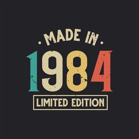 Vintage 1984 Birthday Made In 1984 Limited Edition 11152149 Vector Art